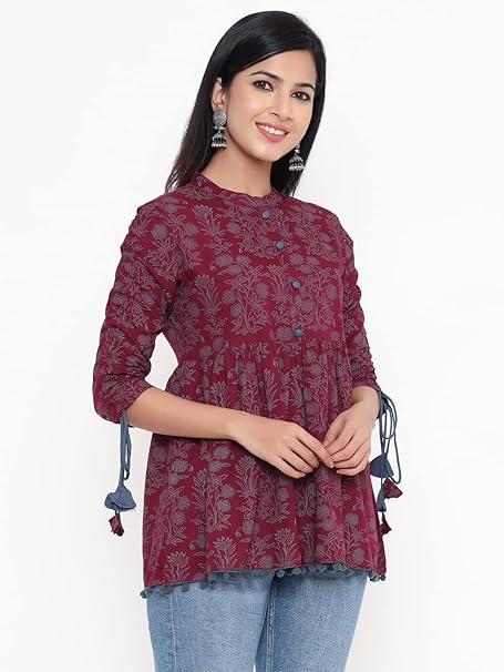 Women Rayon Floral Print Regular Wear Top
